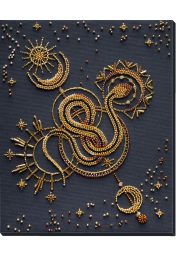 Bead Embroidery Kit on Art Canvas "Golden talisman"