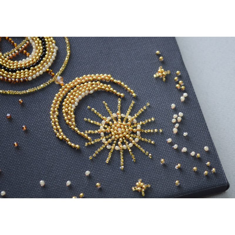 Bead Embroidery Kit on Art Canvas "Golden talisman"