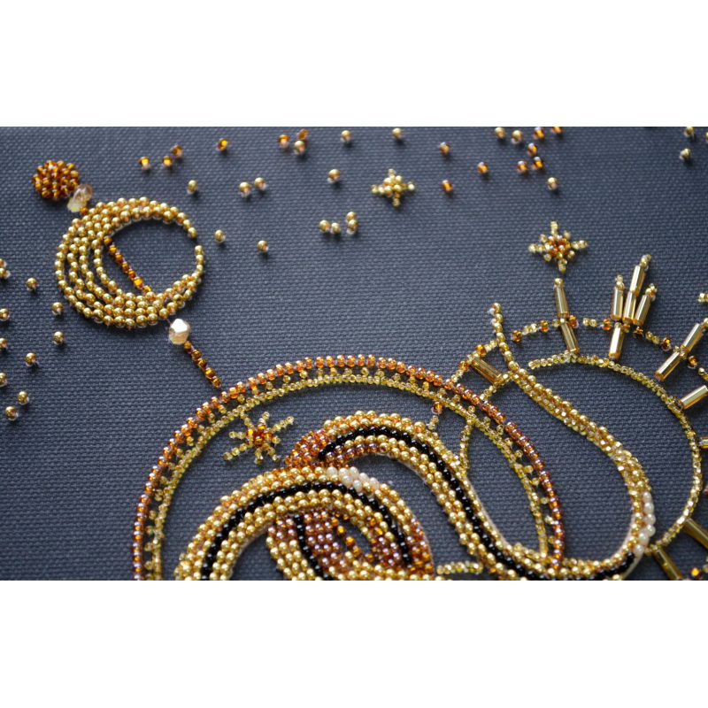 Bead Embroidery Kit on Art Canvas "Golden talisman"