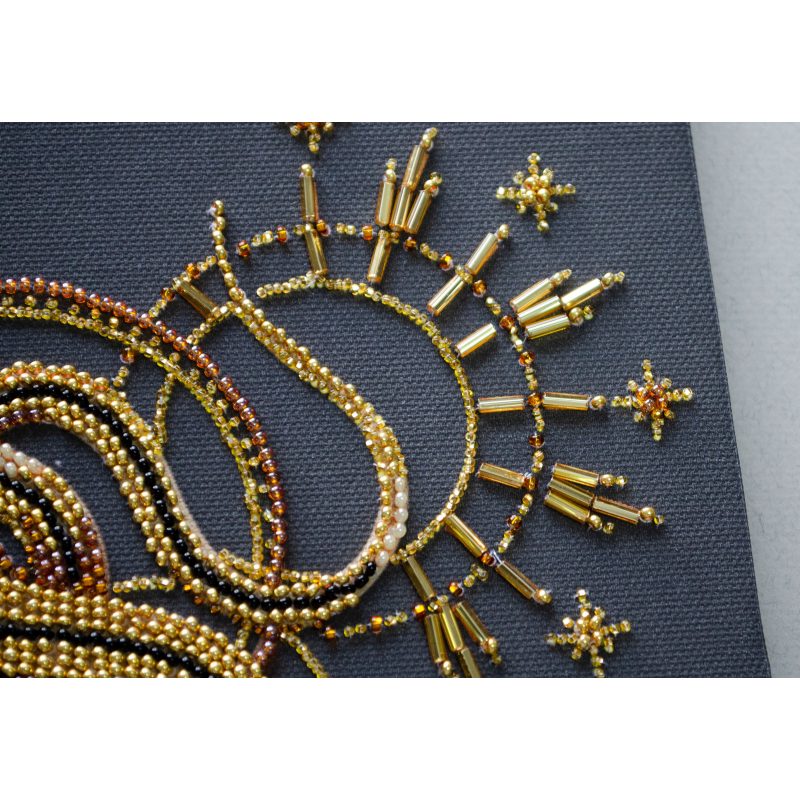 Bead Embroidery Kit on Art Canvas "Golden talisman"