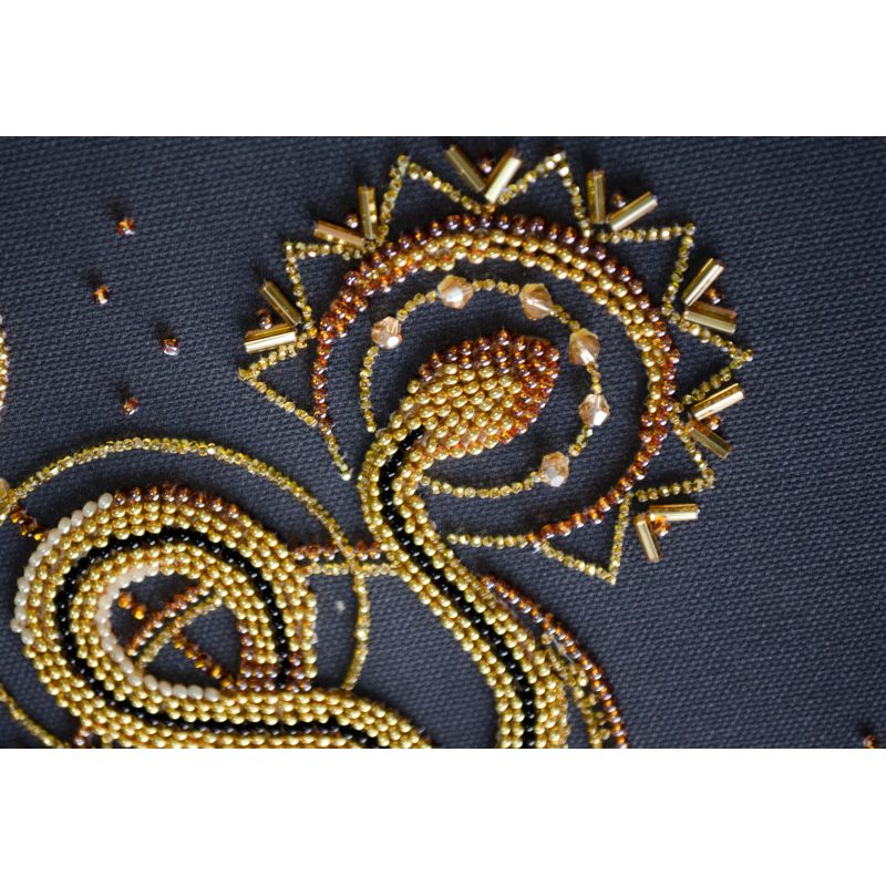 Bead Embroidery Kit on Art Canvas "Golden talisman"