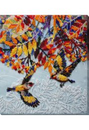 Bead Embroidery Kit on Art Canvas "Under the viburnum"