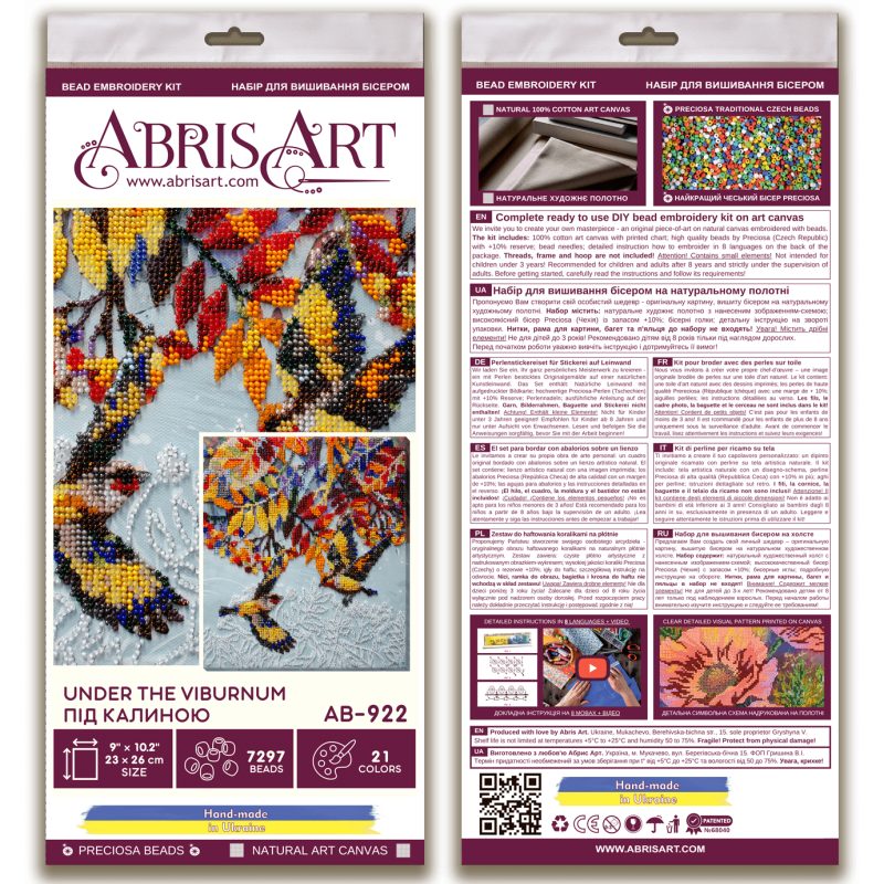 Bead Embroidery Kit on Art Canvas "Under the viburnum"