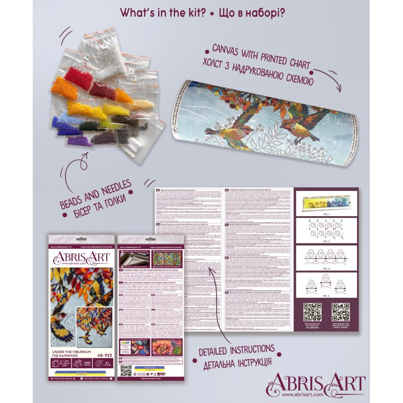Bead Embroidery Kit on Art Canvas "Under the viburnum"