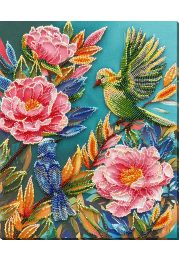 Bead Embroidery Kit on Art Canvas "Spring commotion"
