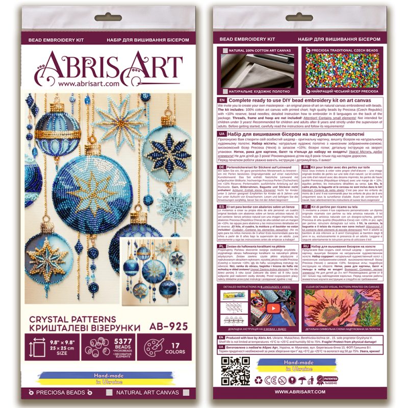 Bead Embroidery Kit on Art Canvas "Crystal patterns"