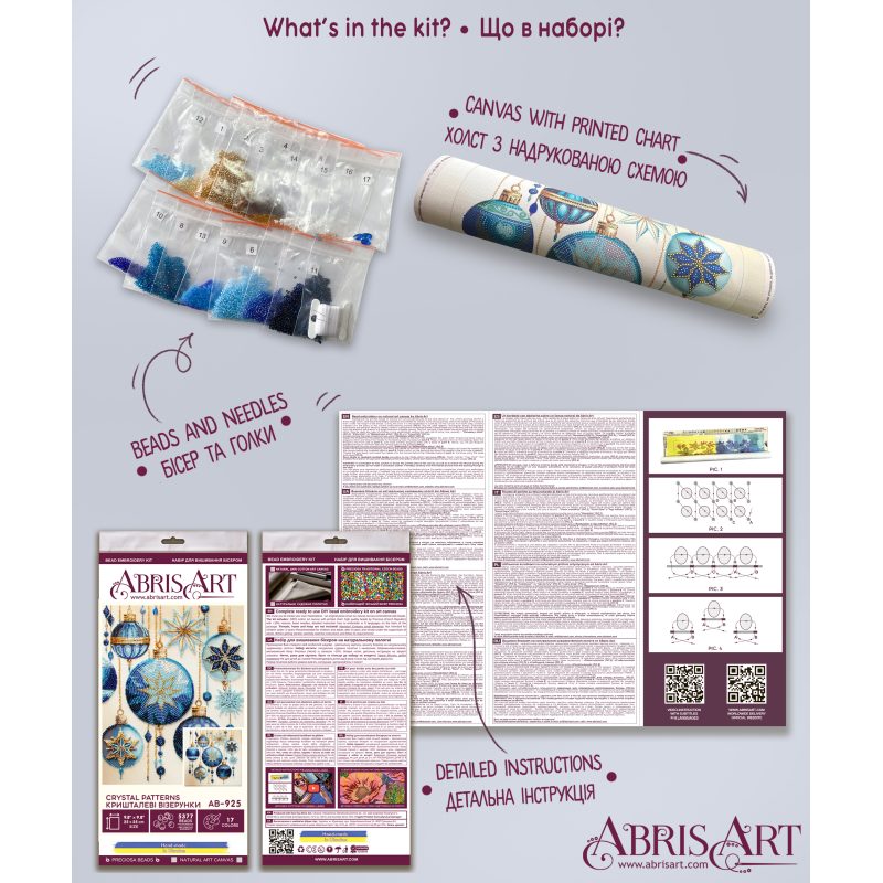 Bead Embroidery Kit on Art Canvas "Crystal patterns"