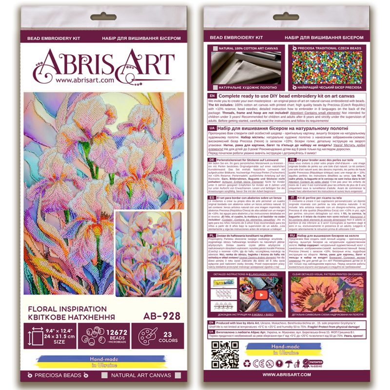 Bead Embroidery Kit on Art Canvas "Floral inspiration"