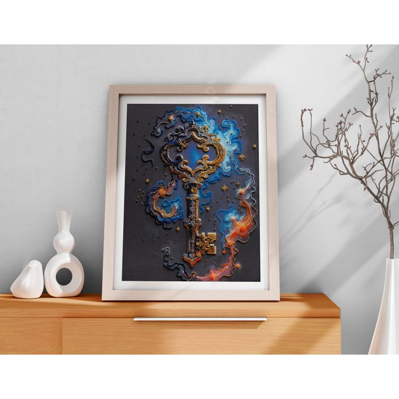 Bead Embroidery Kit on Art Canvas "The key to happiness"
