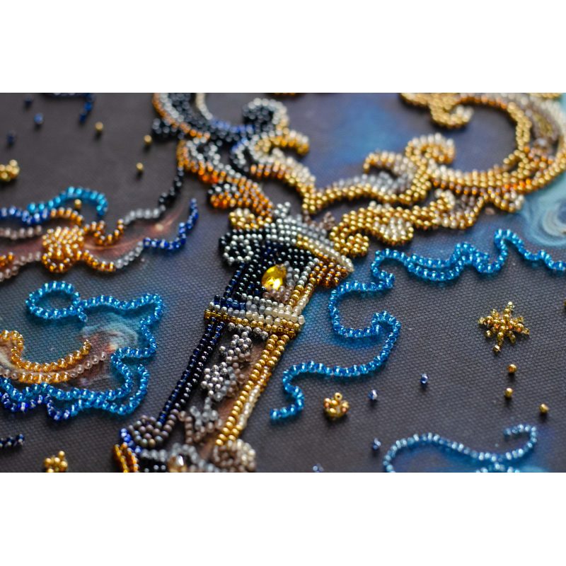 Bead Embroidery Kit on Art Canvas "The key to happiness"