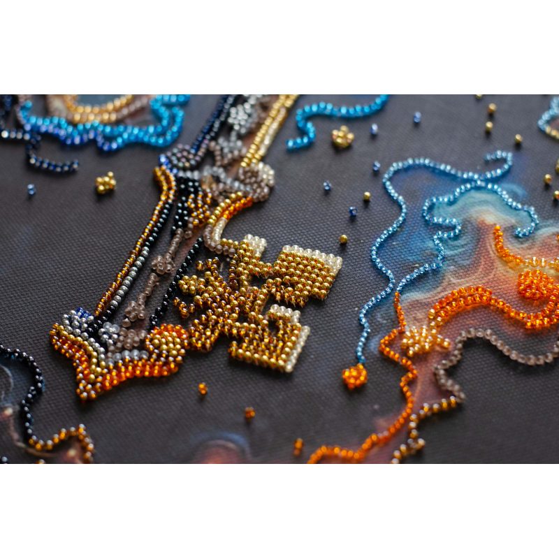 Bead Embroidery Kit on Art Canvas "The key to happiness"