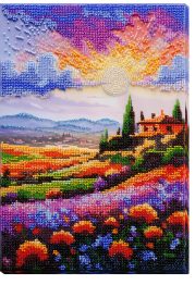 Bead Embroidery Kit on Art Canvas "Evening over the meadow"