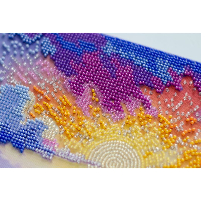 Bead Embroidery Kit on Art Canvas "Evening over the meadow"
