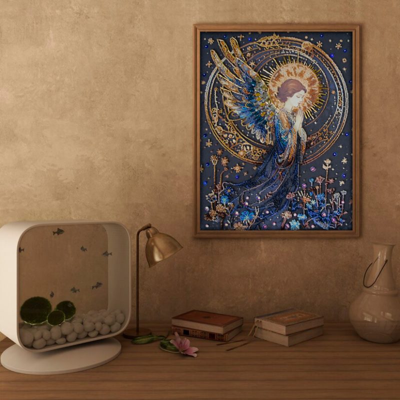 Bead Embroidery Kit on Art Canvas "Guardian of the sky"