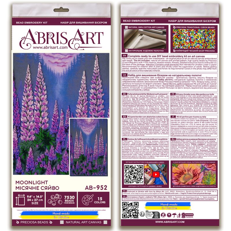 Bead Embroidery Kit on Art Canvas "Moonlight"