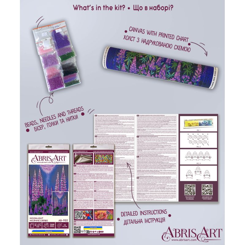 Bead Embroidery Kit on Art Canvas "Moonlight"