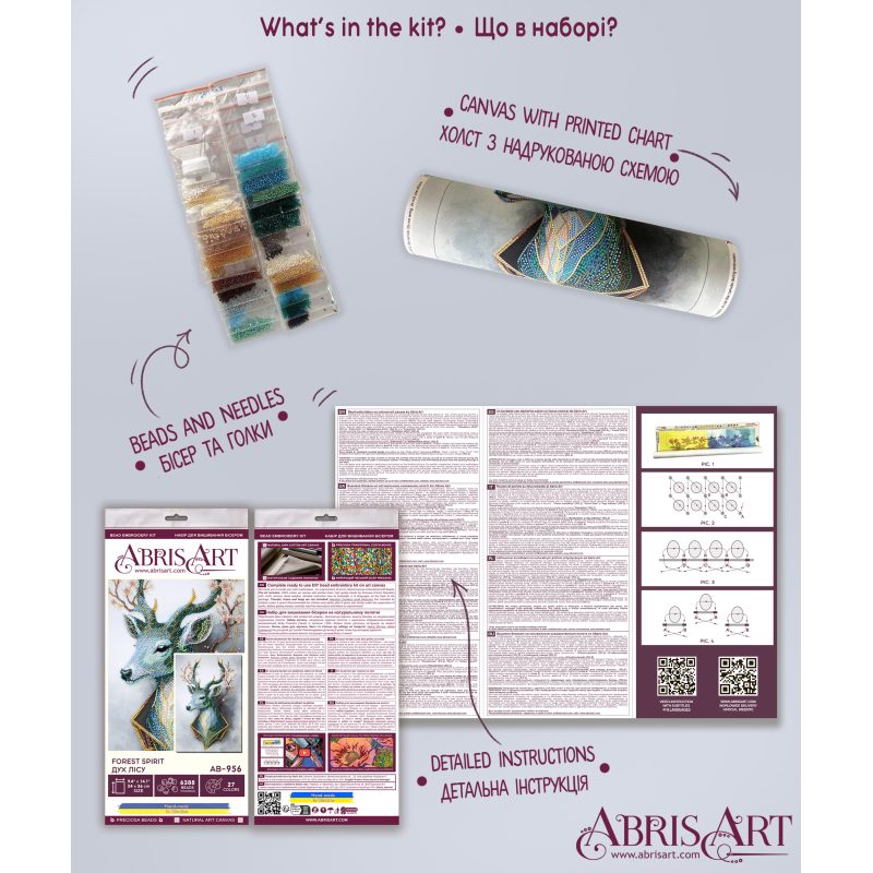 Bead Embroidery Kit on Art Canvas "Forest Spirit"