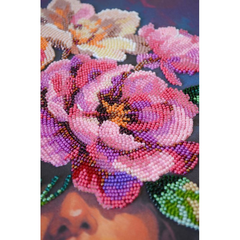 Bead Embroidery Kit on Art Canvas "Blooming Thoughts"