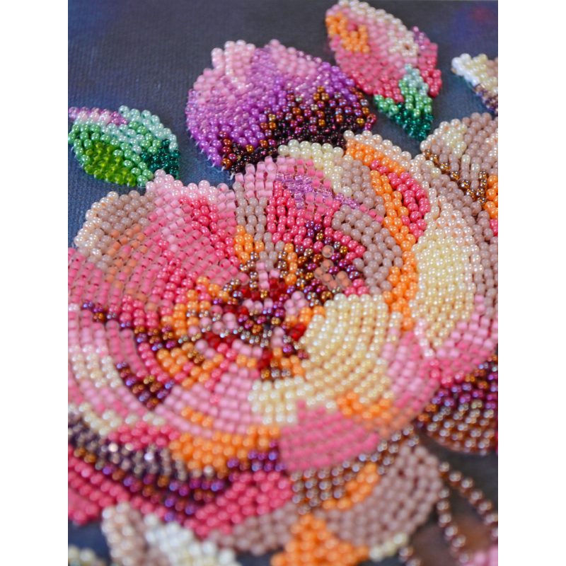 Bead Embroidery Kit on Art Canvas "Blooming Thoughts"