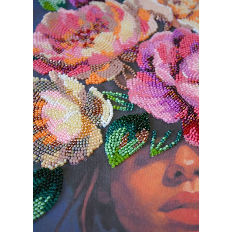 Bead Embroidery Kit on Art Canvas "Blooming Thoughts"