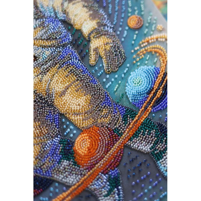 Bead Embroidery Kit on Art Canvas "Cosmic Traveler"