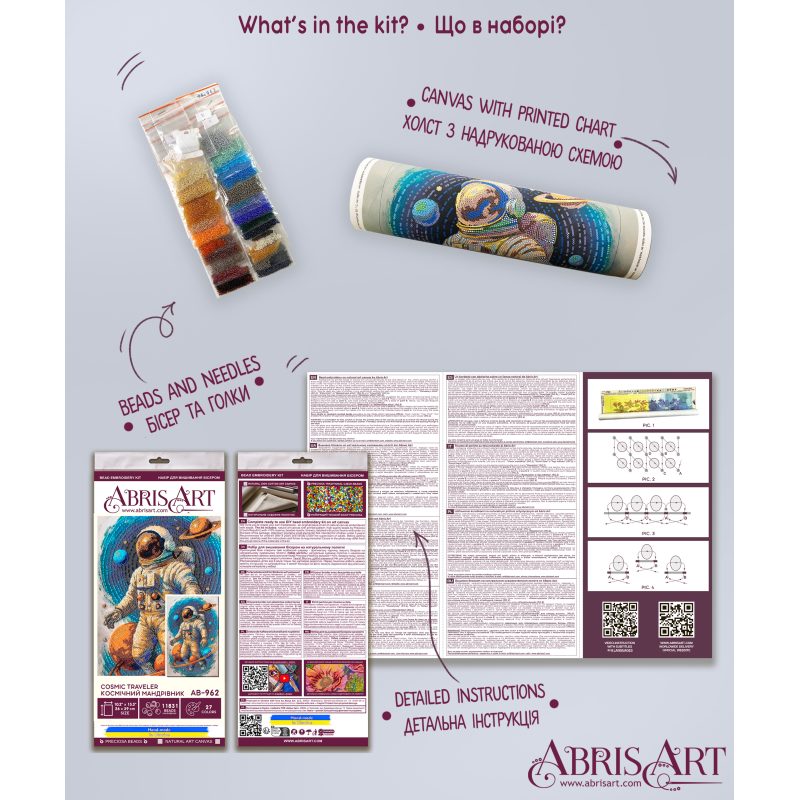 Bead Embroidery Kit on Art Canvas "Cosmic Traveler"