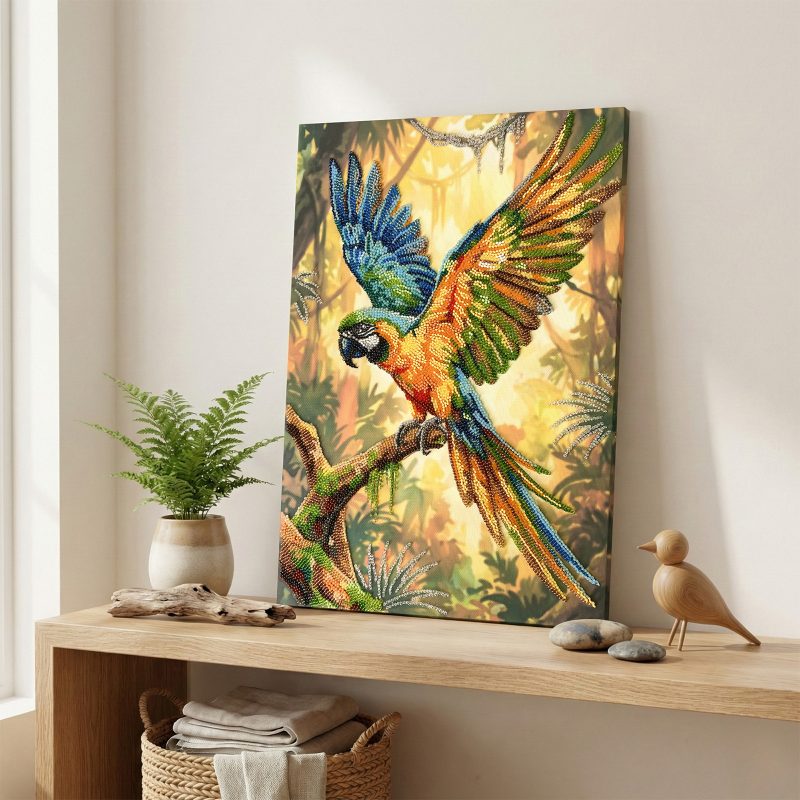 Bead Embroidery Kit on Art Canvas "Colorful Parrot"
