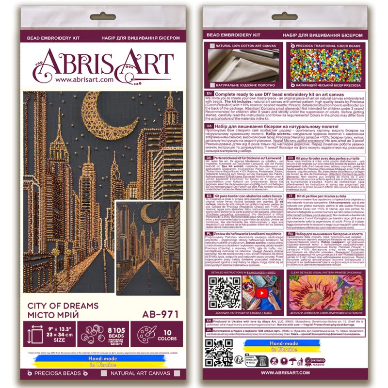 Bead Embroidery Kit on Art Canvas "City of dreams"