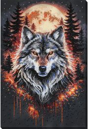 Bead Embroidery Kit on Art Canvas "Alpha Wolf"