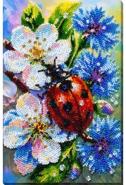 Bead Embroidery Kit on Art Canvas "Among Cornflowers"