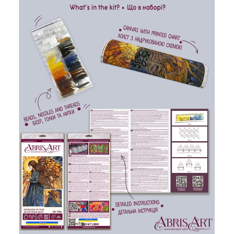 Bead Embroidery Kit on Art Canvas "Defender of Fate"
