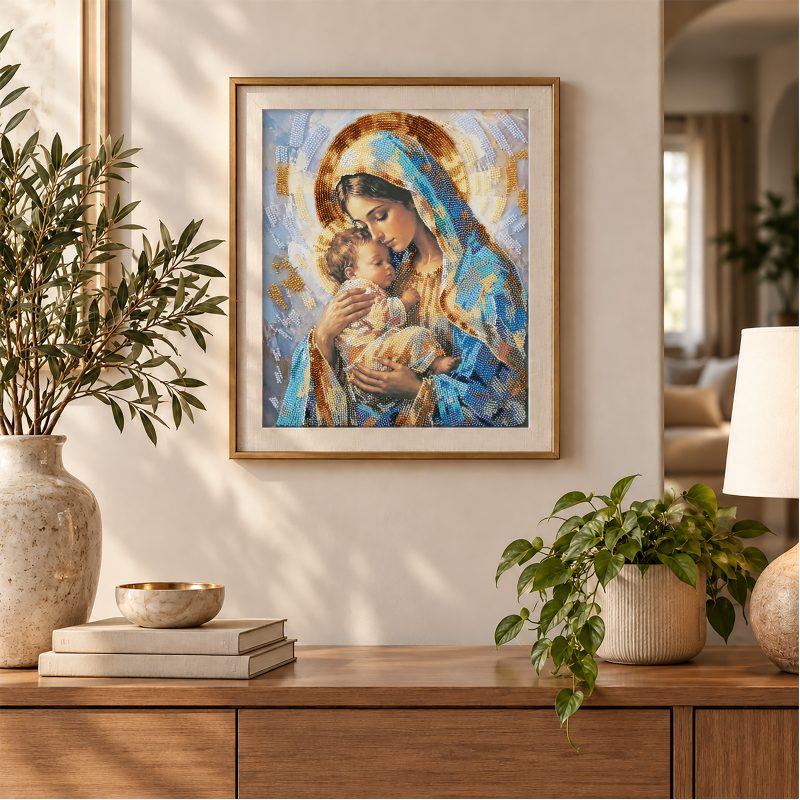 Bead Embroidery Kit on Art Canvas "God’s Blessing"