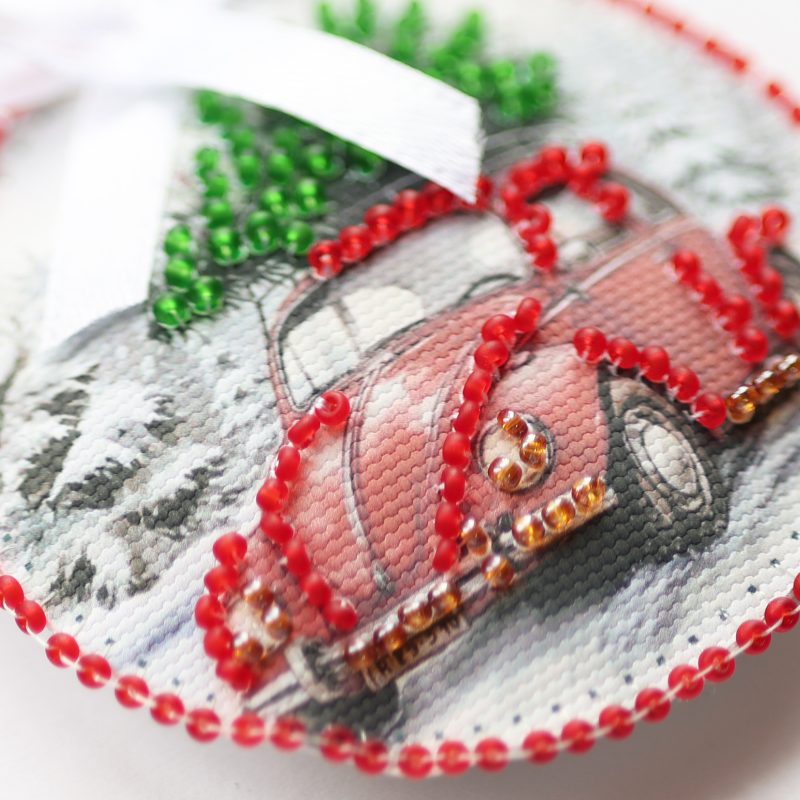 Christmas Ornament Bead Embroidery Kit "A Winter Day"
