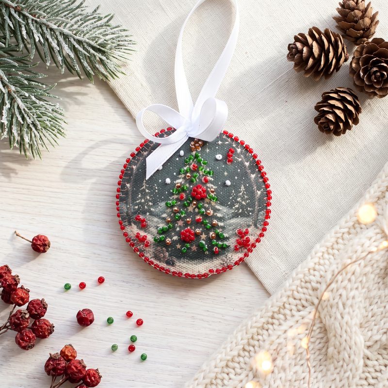 Christmas Ornament Bead Embroidery Kit "Winter Carol"