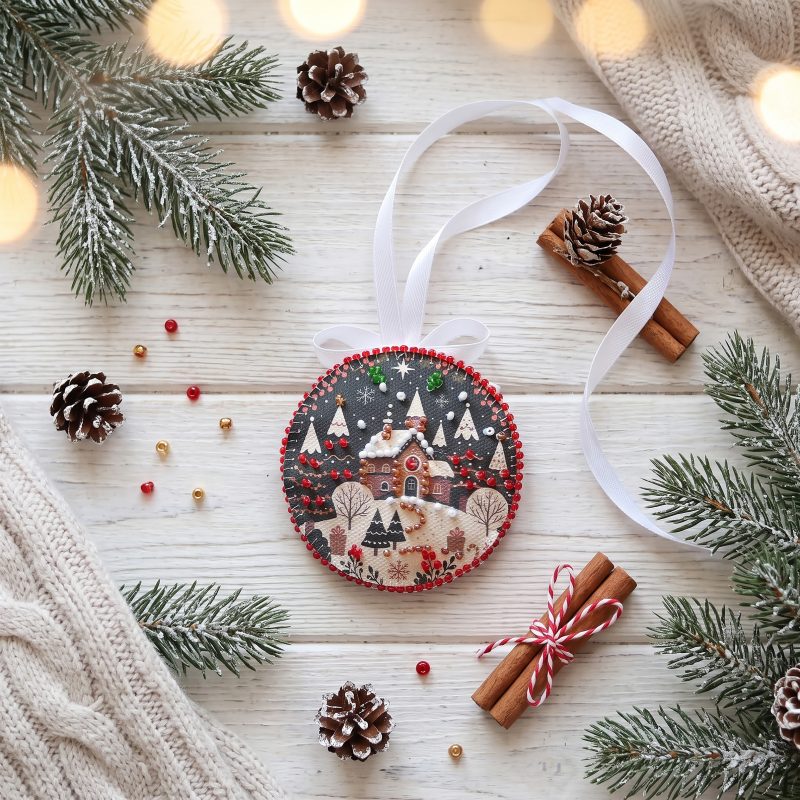 Christmas Ornament Bead Embroidery Kit "Winter little goat"