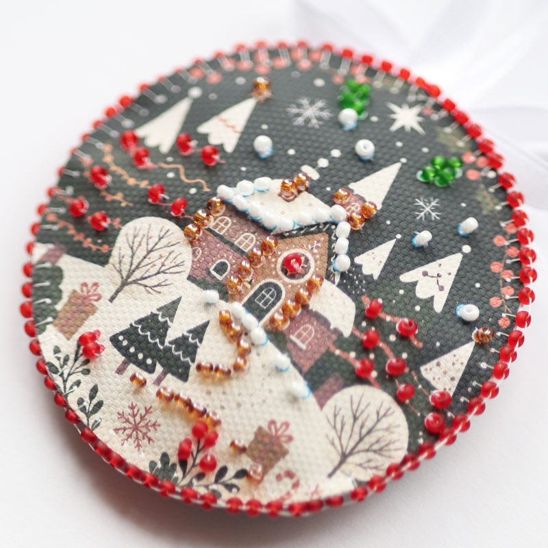 Christmas Ornament Bead Embroidery Kit "Winter little goat"