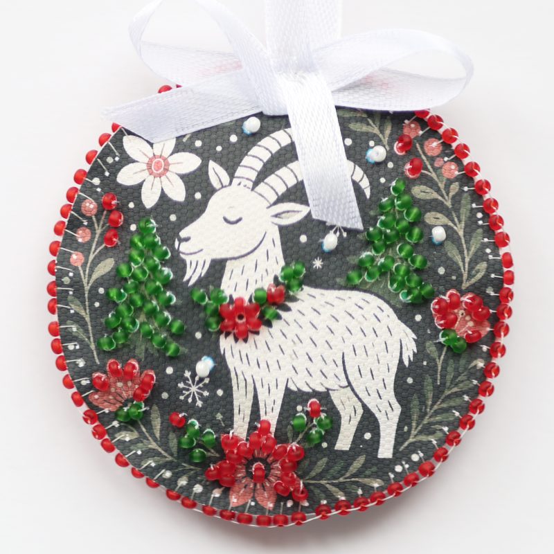Christmas Ornament Bead Embroidery Kit "Winter little goat"