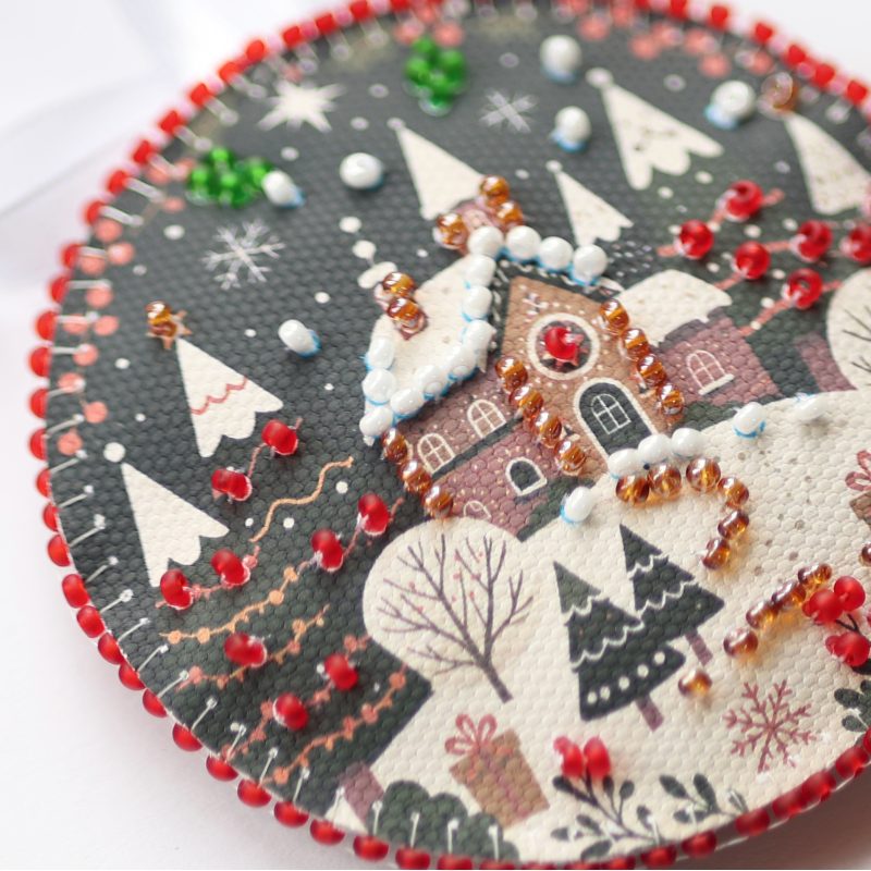 Christmas Ornament Bead Embroidery Kit "Winter little goat"