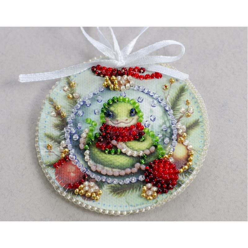 Christmas Ornament Bead Embroidery Kit "Festive snake"