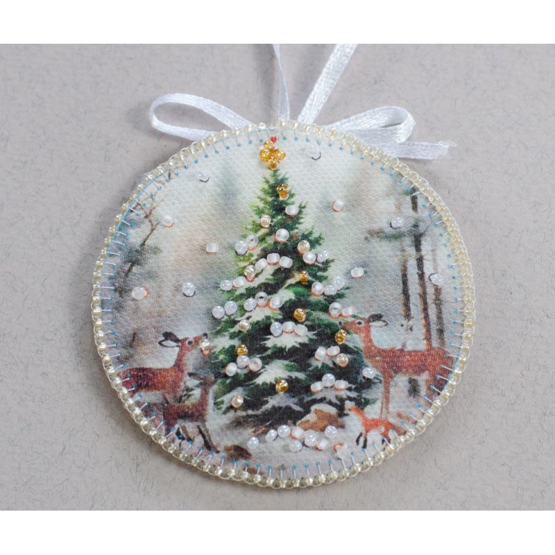 Christmas Ornament Bead Embroidery Kit "Winter guest"