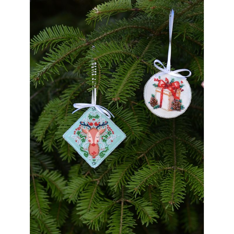 Christmas Ornament Bead Embroidery Kit "New Year's gift"