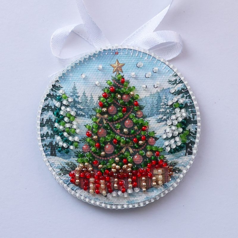 Christmas Ornament Bead Embroidery Kit "By the Christmas Tree"