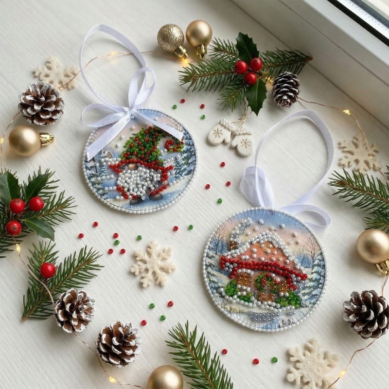 Christmas Ornament Bead Embroidery Kit "Woodland Wonder"