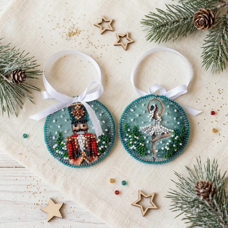 Christmas Ornament Bead Embroidery Kit "Ballet of the Winter Night"