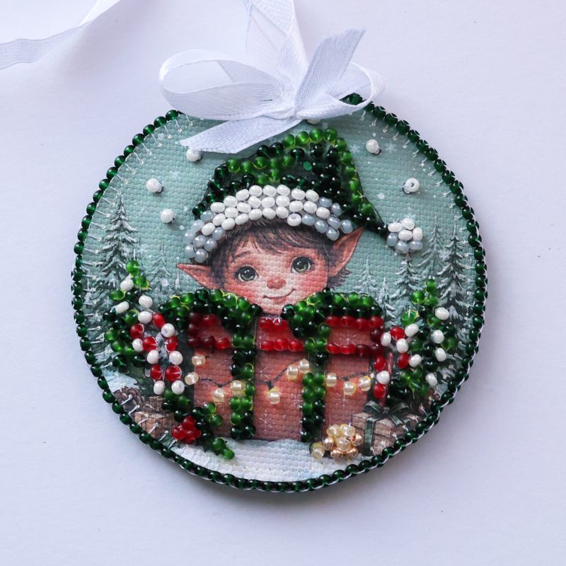 Christmas Ornament Bead Embroidery Kit "Fairy-tale Elf"