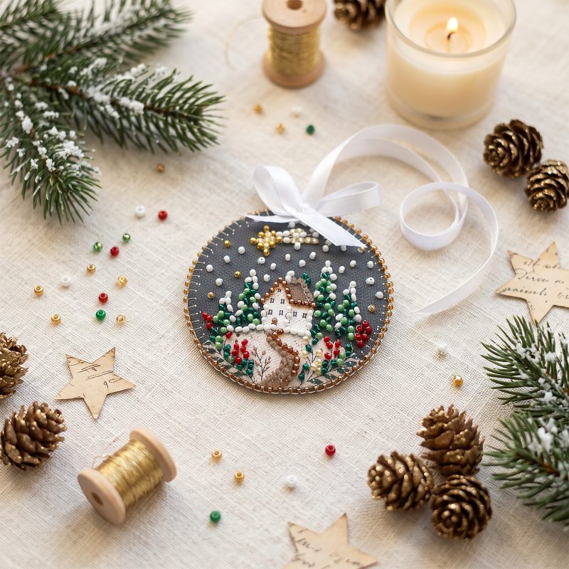 Christmas Ornament Bead Embroidery Kit "Under the Christmas Star"