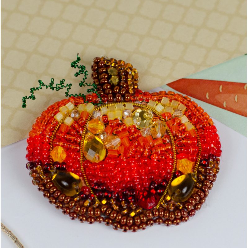 Christmas Ornament Bead Embroidery Kit "Golden pumpkin"