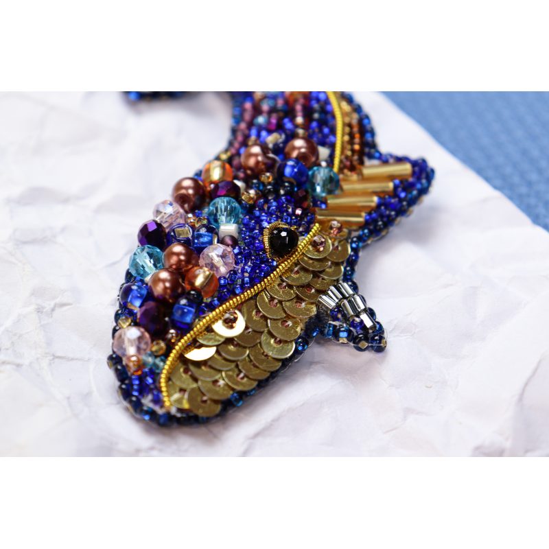 Christmas Ornament Bead Embroidery Kit "Blue whale"