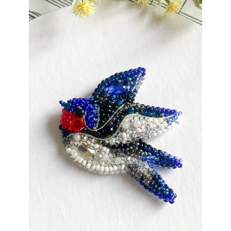 Christmas Ornament Bead Embroidery Kit "Song of the Swallow"