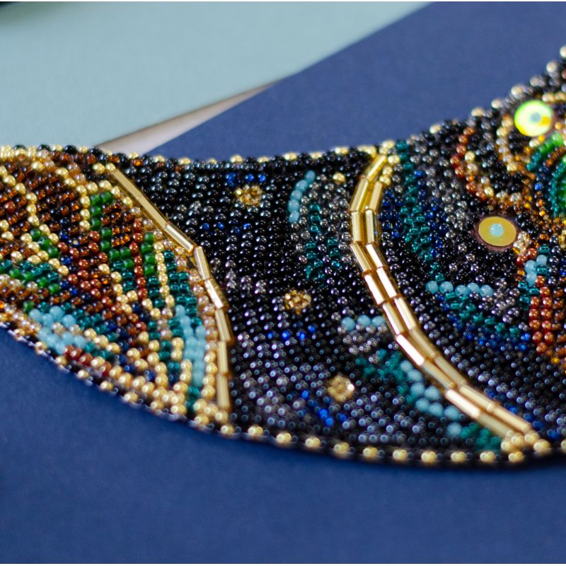 Bead Embroidery Kit on Art Canvas "Emerald Talisman"